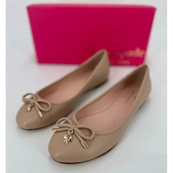 Kate Spade Willa Ballet Flats size 6 in Powder Pink Nappa Leather Bow NEW $228